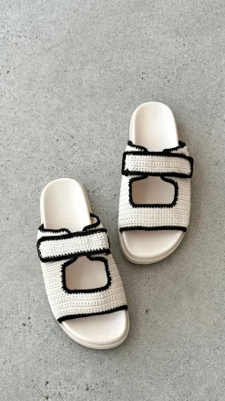 Abbot Sandals - White / Black Contrast