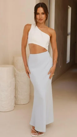 Abia Maxi Dress - White/Blue