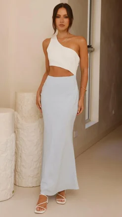 Abia Maxi Dress - White/Blue