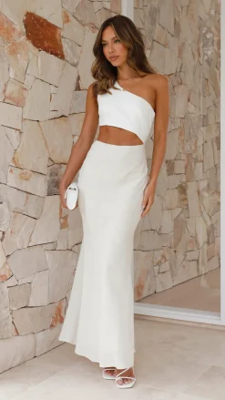 Abia Maxi Dress - White/Natural