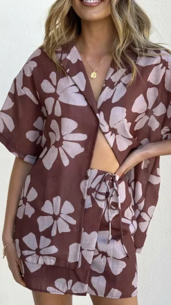 Abilene Wrap Skirt - Brown Daylillies