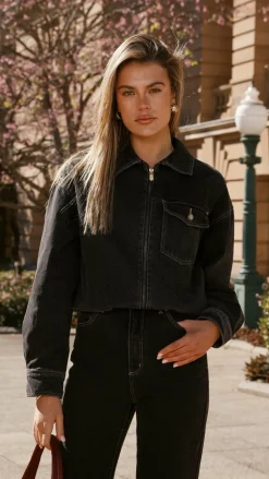 Abrand Denim Bomber Cara - Washed Black