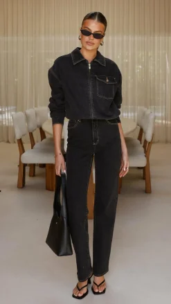 Abrand Denim Bomber Cara - Washed Black