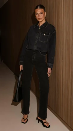 Abrand Denim Bomber Cara - Washed Black