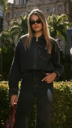 Abrand Denim Bomber Cara - Washed Black