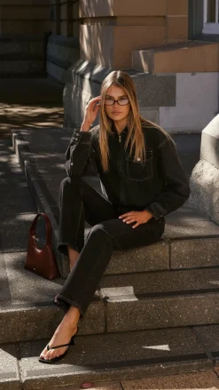 Abrand Denim Bomber Cara - Washed Black