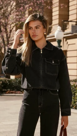 Abrand Denim Bomber Cara - Washed Black