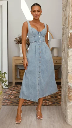 Abrianna Midi Dress - Light Denim