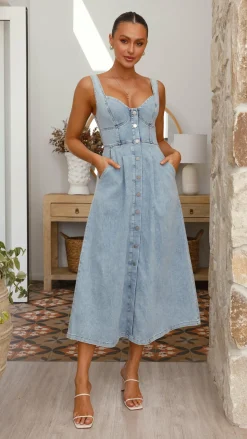 Abrianna Midi Dress - Light Denim
