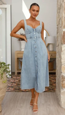 Abrianna Midi Dress - Light Denim