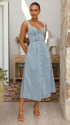 Abrianna Midi Dress - Light Denim