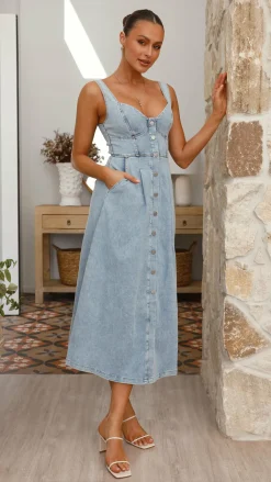 Abrianna Midi Dress - Light Denim