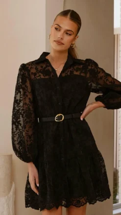 Acacia Lace Mini Dress - Black