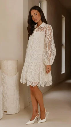 Acacia Lace Mini Dress - White