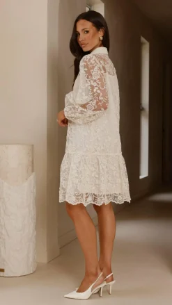 Acacia Lace Mini Dress - White