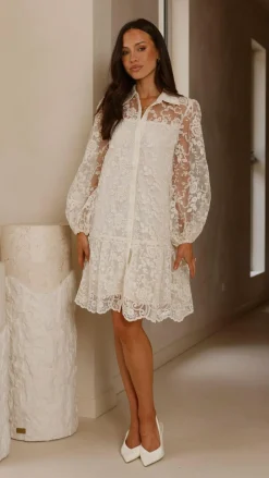 Acacia Lace Mini Dress - White