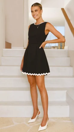 Aceline Mini Dress - Black/White