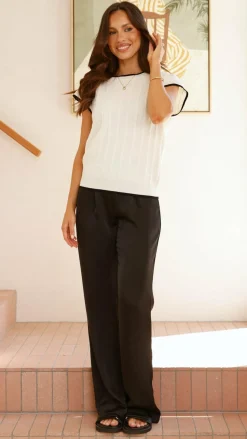 Adana Contrast Top - White / Black