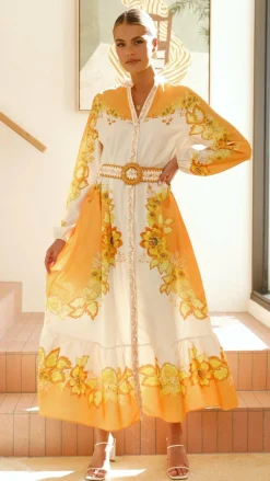 Addison Maxi Dress - Orange/Yellow Floral