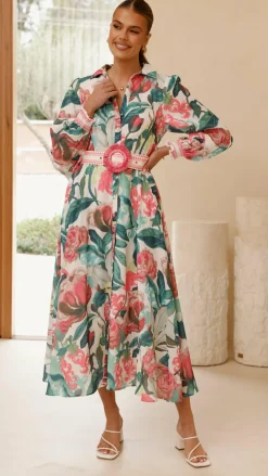 Aida Long Sleeve Maxi Dress - Spritz Pink