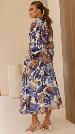 Aida Long Sleeve Maxi Dress - Azure Blue