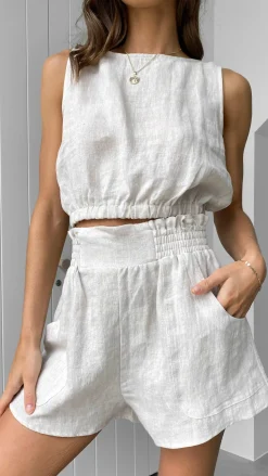 Aimee Linen Top - Oat