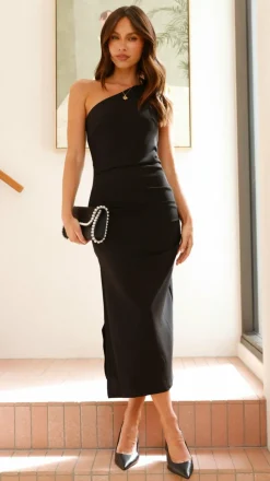 Alaina Midi Dress - Black