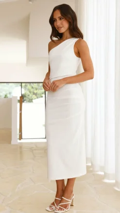 Alaina Midi Dress - White