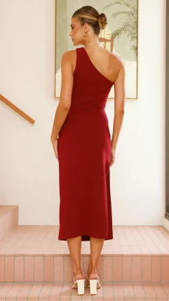 Alaina Midi Dress - Wine