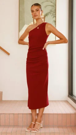 Alaina Midi Dress - Wine