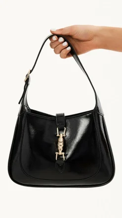 Alix Shoulder Bag - Black Crinkle Patent