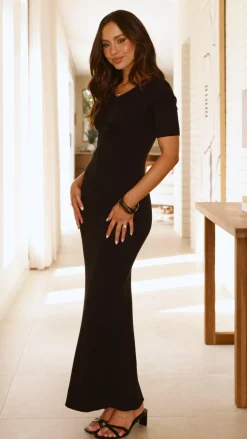 Aliyah Knit Maxi Dress - Black