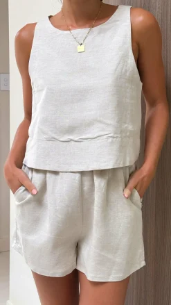 Alta Vista Linen Shorts - Beige