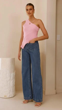 Alyssia One Shoulder Top - Pink