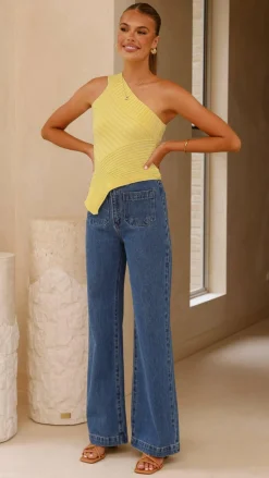 Alyssia One Shoulder Top - Yellow