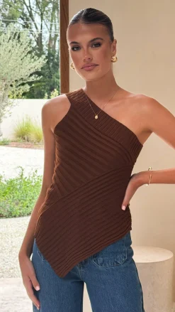 Alyssia One Shoulder Top - Chocolate