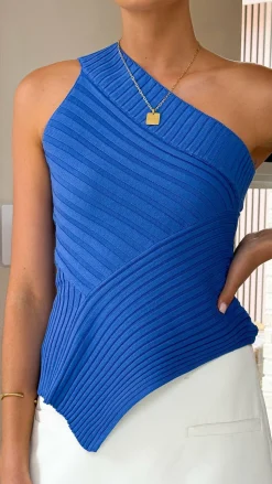 Alyssia One Shoulder Top - Blue