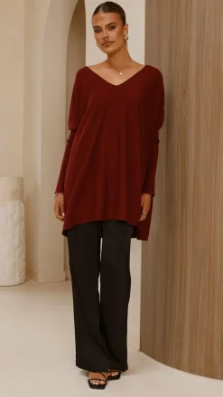 Amalia Knit Top - Burgundy