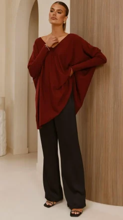 Amalia Knit Top - Burgundy