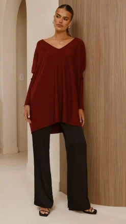 Amalia Knit Top - Burgundy