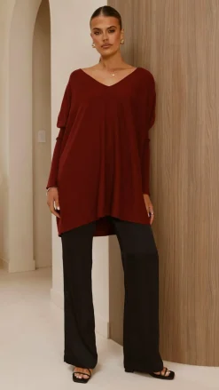Amalia Knit Top - Burgundy