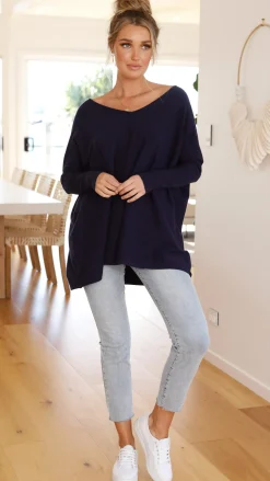 Amalia Knit Top - Navy