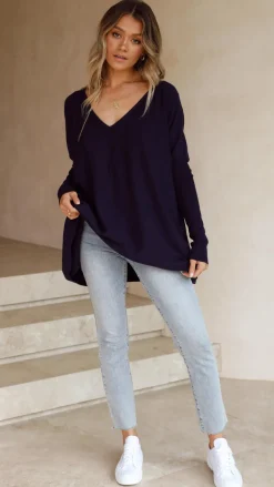 Amalia Knit Top - Navy