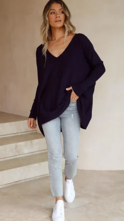 Amalia Knit Top - Navy