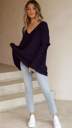 Amalia Knit Top - Navy