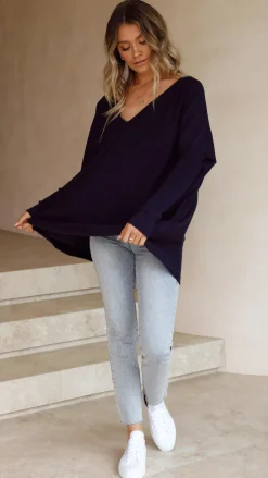 Amalia Knit Top - Navy