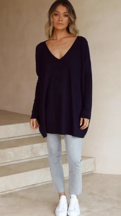 Amalia Knit Top - Navy