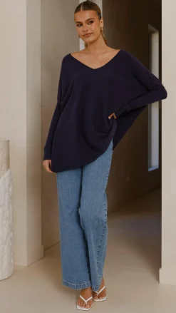 Amalia Knit Top - Navy