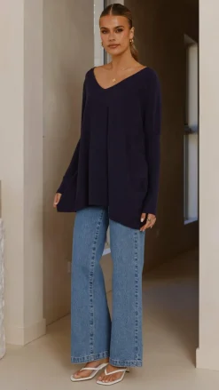 Amalia Knit Top - Navy