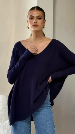 Amalia Knit Top - Navy